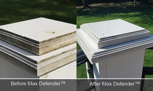 Max Defender before and after DeckMax fence posts